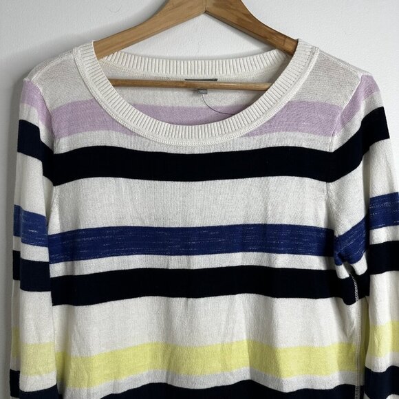 Talbots Sweater Womens Large Multi Color Striped Coastal Casual Preppy - EUC - Picture 2 of 12